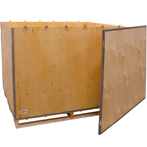 Global Industrial 60 in x 48 in x 48 in 6 Panel Shipping Crate, Brown, Plywood B2352209 - main